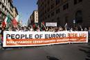 Protesters of the Indignant group demonstrate against banking and finance in Rome