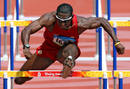 El atleta Jackson Qui&ntilde;&oacute;nez, plusmarquista espa&ntilde;ol, en un momento de su serie de clasificaci&oacute;n de 110 metros vallas.