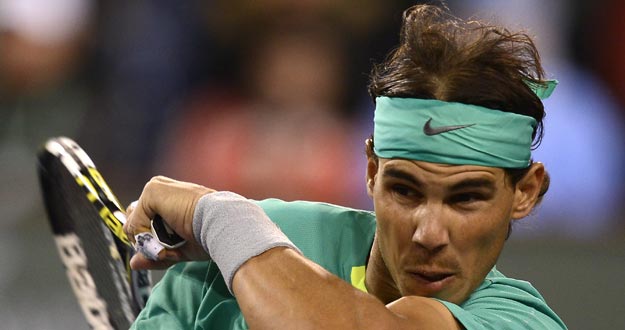 Rafael Nadal en acci&oacute;n contra Ryan Harrison en Indian Wells