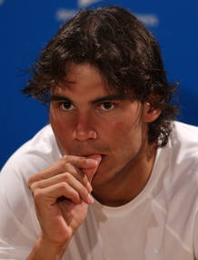 El tenista espa&ntilde;ol Rafael Nadal durante la rueda de prensa previa al inicio del Abierto de Tenis de Australia.