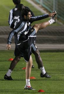 Ra&uacute;l Albiol, durante el entrenamiento del Madrid al d&iacute;a siguiente a la derrota ante el Alcorc&oacute;n