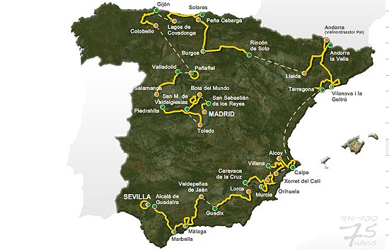 Recorrido de la Vuelta ciclista a Espa&ntilde;a 2010