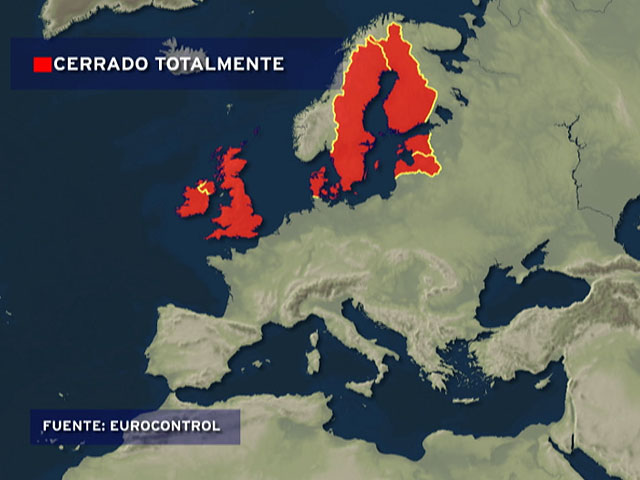 Eurocontrol prohibe volar en Finlandia, Dinamarca, Irlanda, Estonia, Letonia y Suecia