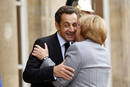 Reuni&oacute;n entre Merkel y Sarkozy en el El&iacute;seo para hablar de la crisis financiera internacional. Octubre de 2008.