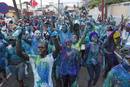 Revellers take to the streets during JOuvert celebrations, or 