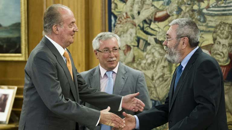 El rey se ha reunido con los l&iacute;deres de UGT y Comisiones Obreras