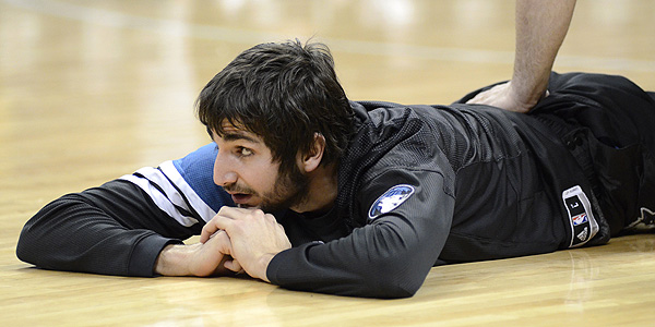 Ricky Rubio en los momentos previos al inicio del encuentro frente a Denver Nuggets.