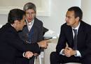 Rodr&iacute;guez Zapatero y Sarkozy durante la reuni&oacute;n en el marco de la cumbre bilateral.