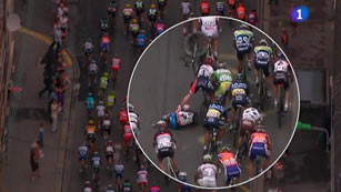 Ver v&iacute;deo  'Sagan sufre la suerte de Cavendish, otra ca&iacute;da'