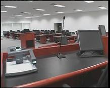 La sala de la vista del 11-S, minutos antes de la llegada de los acusados.