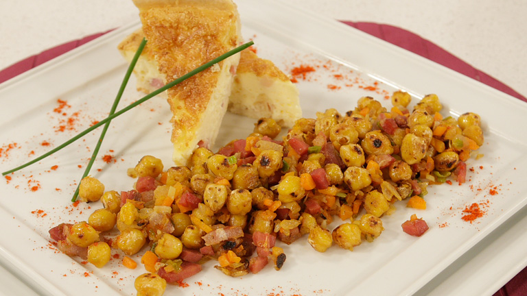 Saber Cocinar - Salteado de garbanzos con ajetes y quiche