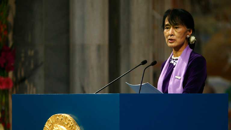 La líder opositora Aung San Suu Kyi ha aceptado su Premio Nobel de la Paz