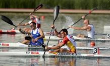 Sa&uacute;l Craviotto, durante la primera serie en el K-1 200m