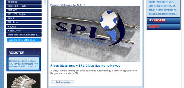 La Scottish Premier informa del rechazo a la petición del Rangers de ser incluido en la Liga La Scottish Premier informa del rechazo a la petición del Rangers de ser incluido en la Liga