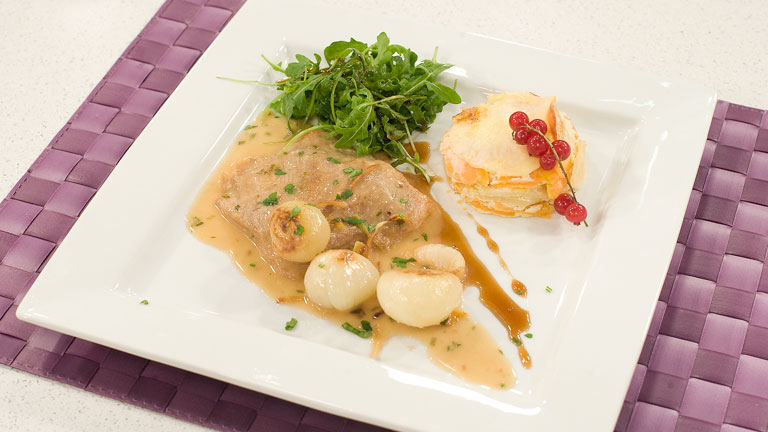 Saber cocinar - Secretos al lim&oacute;n con graten de patata y batata 