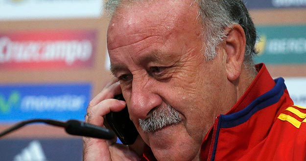 El seleccionador nacional Vicente del Bosque durante la rueda de prensa posterior al encuentro ante Croacia.