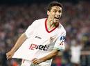 Sevillas Navas celebrates his goal against Atletico Madrid during their Kings Cup final soccer match at Nou Camp stadium in Barcelona