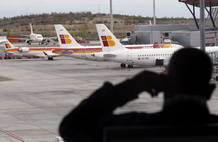 Aviones de Iberia en la T-4 del Aeropuerto de Baraja