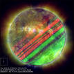 El Sol-J&uacute;piter, una imagen captada por el Observatorio de Din&aacute;micas Solares (SDO) durante el eclipse con la Tierra.