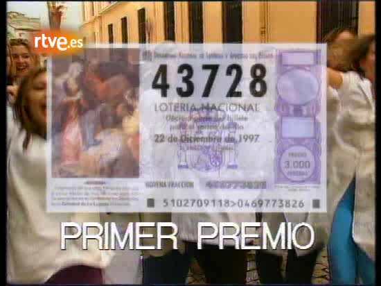 El sorteo de la loter&iacute;a de Navidad de 1997, en 'La2 Noticias'