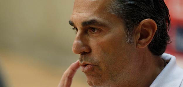 Spain's Olympic basketball coach Sergio Scariolo gestures during an interview in Madrid