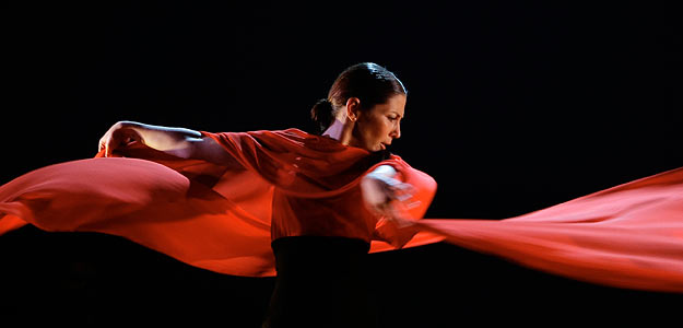 Spanish flamenco dancer Sara Baras performs during a media presentation of her show "Carmen" at a theatre in central Madrid