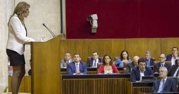 Susana Díaz, durante el debate de investidura en el Parlamento andaluz este miércoles