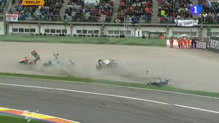 Susto de Bautista en MotoGP