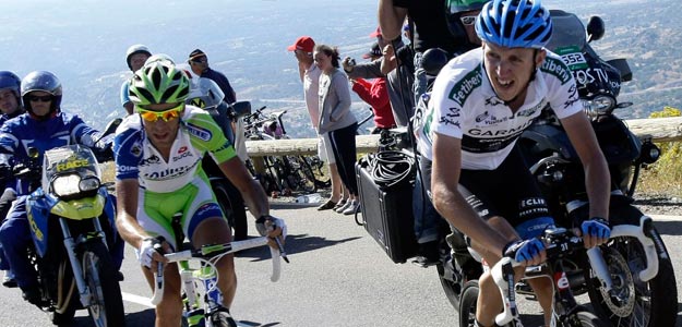 Nibali y Martin, en un momento de la ascensi&oacute;n