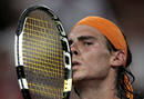 El tenista espa&ntilde;ol tras perder un punto ante Hewitt, en el partido disputado en el Complejo Ol&iacute;mpico de tenis.