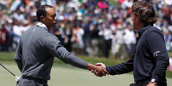Tiger Woods y Phil Mickelson durante la primera jornada en San Francisco.cisco,