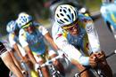 Alberto Contador, doble campe&oacute;n de la ronda gala, entrena junto a su equipo, el Astana