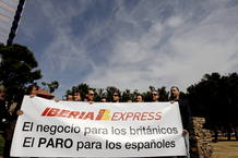 Trabajadores de Iberia protestan contra la creaci&oacute;n de la filial de bajo coste