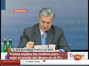 Ver v&iacute;deo  'Trichet baja los tipos al 2% porque la inflaci&oacute;n est&aacute; controlada'