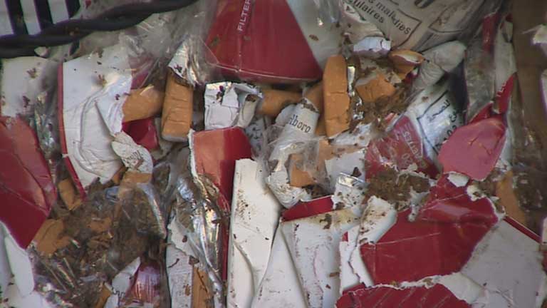 &iquest;C&oacute;mo se trituran los m&aacute;s de cuatro millones de cajetillas de tabaco que entran de forma il&iacute;cita en el pa&iacute;s?