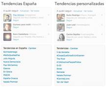 Esta es la diferencia entre los 'treding topics' (tendencias) globales y los personalizados para un usuario en concreto. Esta es la diferencia entre los 'treding topics' (tendencias) globales y los personalizados para un usuario en concreto.