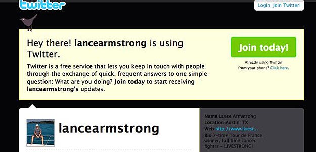 Twitter del ciclista americano Lance Armstrong