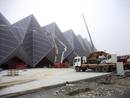 &Uacute;ltimas obras en los alrededores del Baku Crystal Hall, sede del Festival de Eurovisi&oacute;n