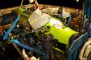 Handout photo of crews preparing the Deepsea Challenger for its first test in the ocean at Jervis Bay