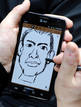 Un artista dibuja una caricatura en una de las aplicaciones de su Galaxy Note