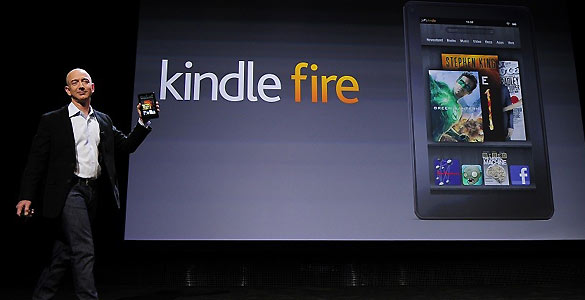 Jeff Bezos, presidente de Amazon, durante la presentaci&oacute;n del Kindle Fire