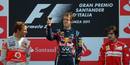 Vettel gan&oacute; tambi&eacute;n en el GP de Italia como se puede observar en el podio donde Button acab&oacute; segundo y Fernando Alonso, tercero.