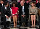 El viceprimer ministro brit&aacute;nico, Nick Clegg, junto con su esposa, Miriam Gonz&aacute;lez. Con ellos, el ministro de Exteriores, William Hague, y su mujer, Ffion.