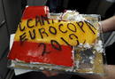 Vista de la tarta con la que la tripulaci&oacute;n del avi&oacute;n obsequi&oacute; a la selecci&oacute;n espa&ntilde;ola de f&uacute;tbol en el vuelo.