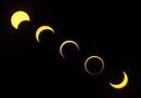 Diferentes fases del eclipse solar que ha realizado un trayecto de 7.000 kil&oacute;metros a trav&eacute;s del oc&eacute;ano Pac&iacute;fico