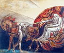 William Blake. Dios juzga a Ad&aacute;n. 1795. Grabado en color acabado en tinta y acuarela sobre papel