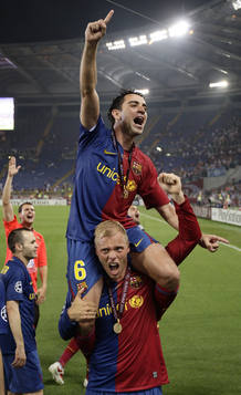 Xavi en la celebraci&oacute;n de Roma