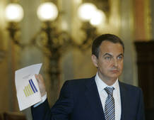 Spain's Prime Minister Zapatero delivers speech in Madrid