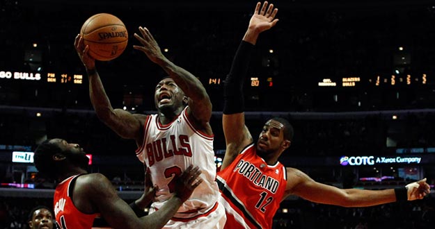 Imagen de un partido de la NBA de los Chicago Bulls y los Portland Trail Blazers el 21 de marzo.